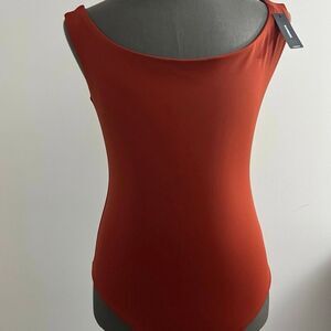 NWT Express Brick color boat neck Thong bodysuit body contour high compression s